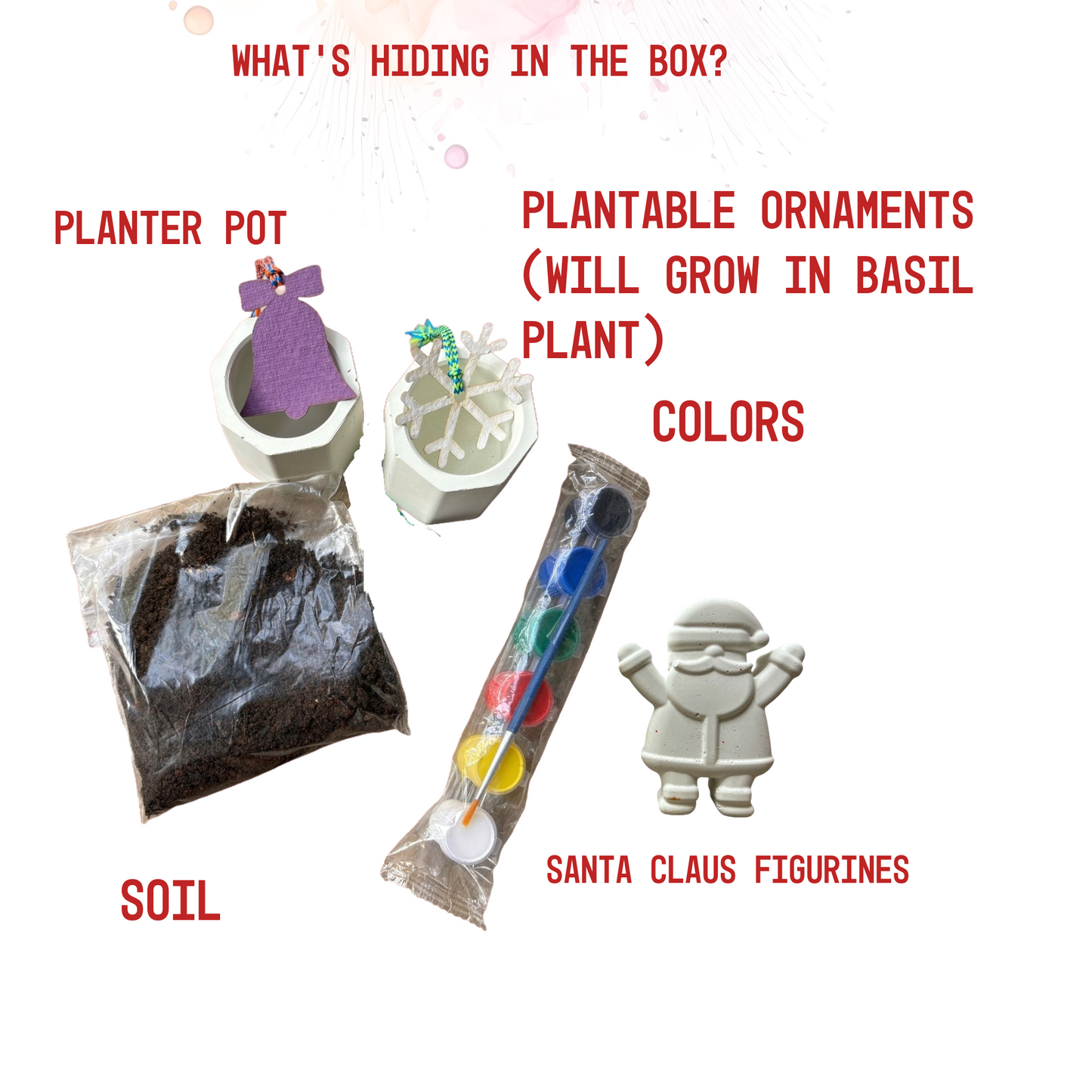 SPLASH DIY Christmas Plantable Ornament & Santa Figurine Coloring Kit