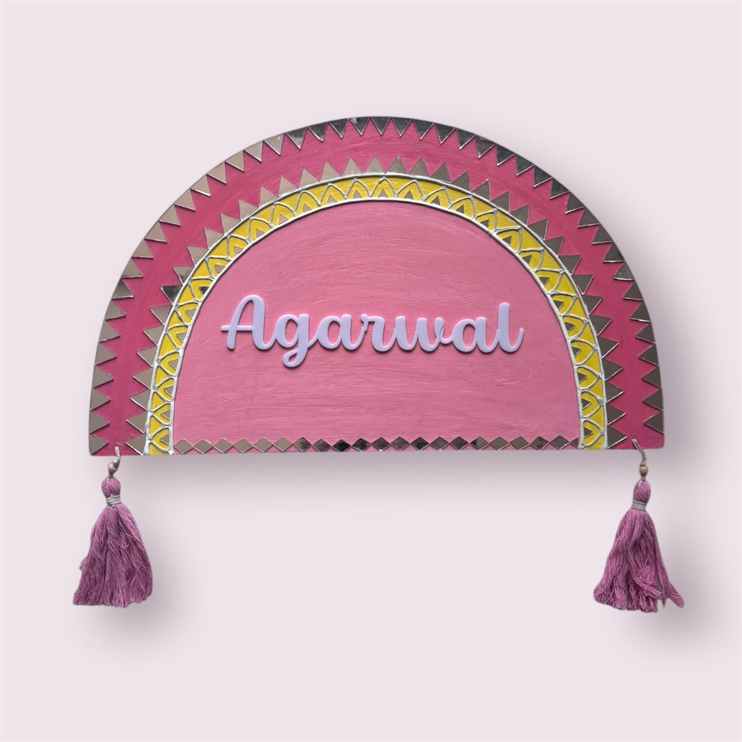 Lippan Art Mud Mirror Work Nameplate