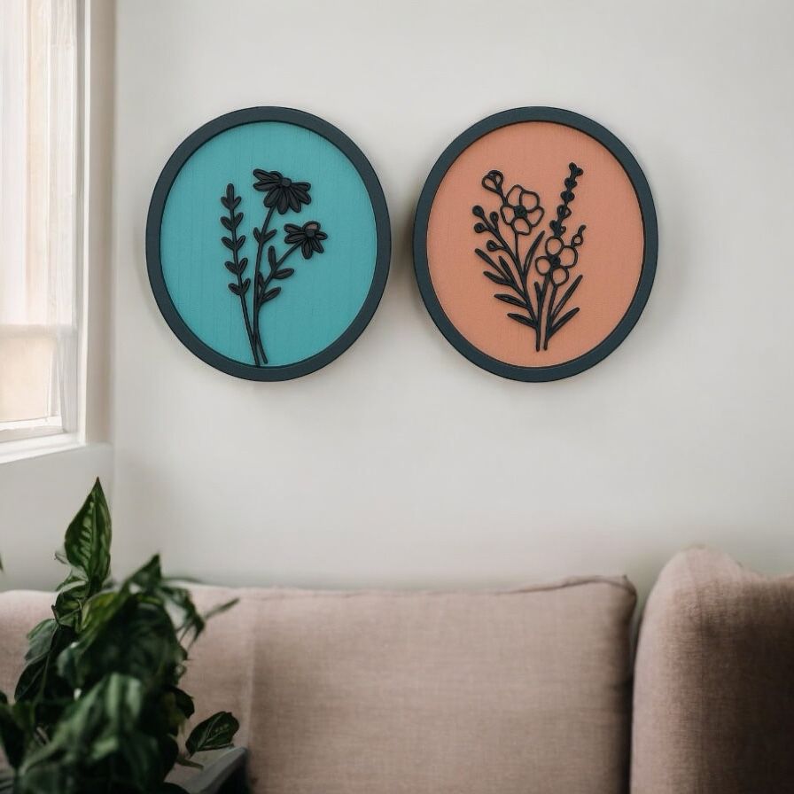Forals in Circle -Set of 2