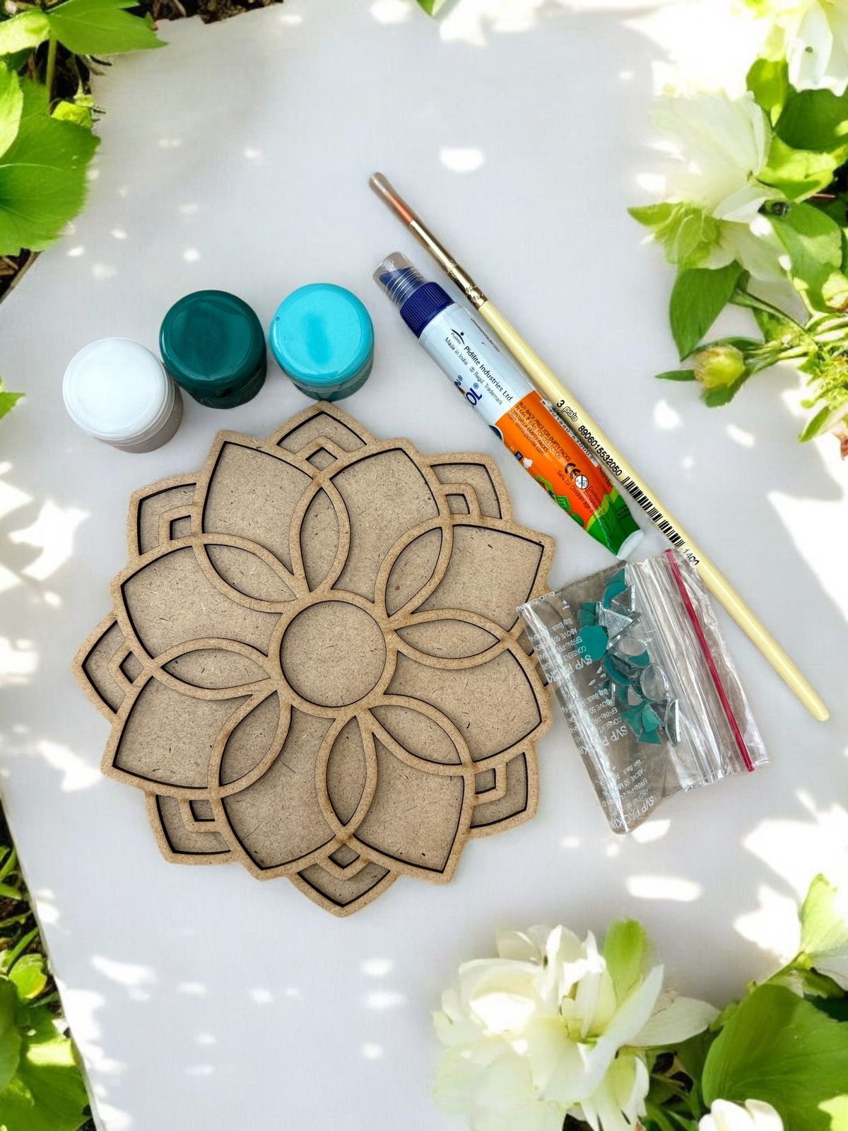 Flower Double Layered Rangoli Design DIY Kit I SPLASH DIY Kit