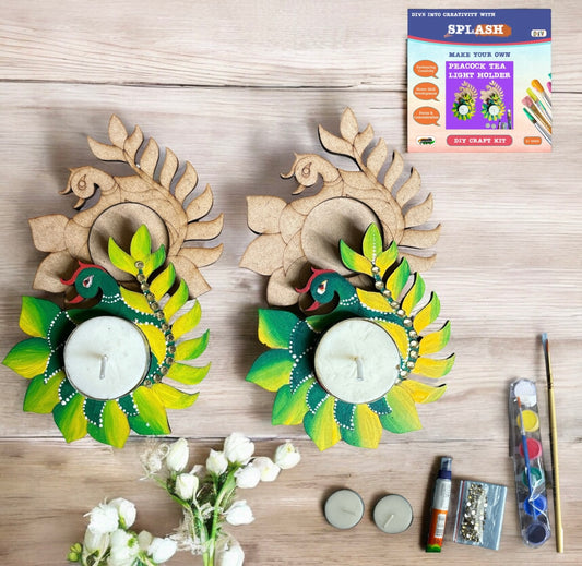 Peacock Tea Light Candle Holder DIY Kit | SPLASH DIY Kit