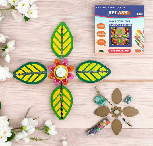 Floral Tea Light and Leaf Rangoli Design DIY Kit I SPLASH DIY Kit