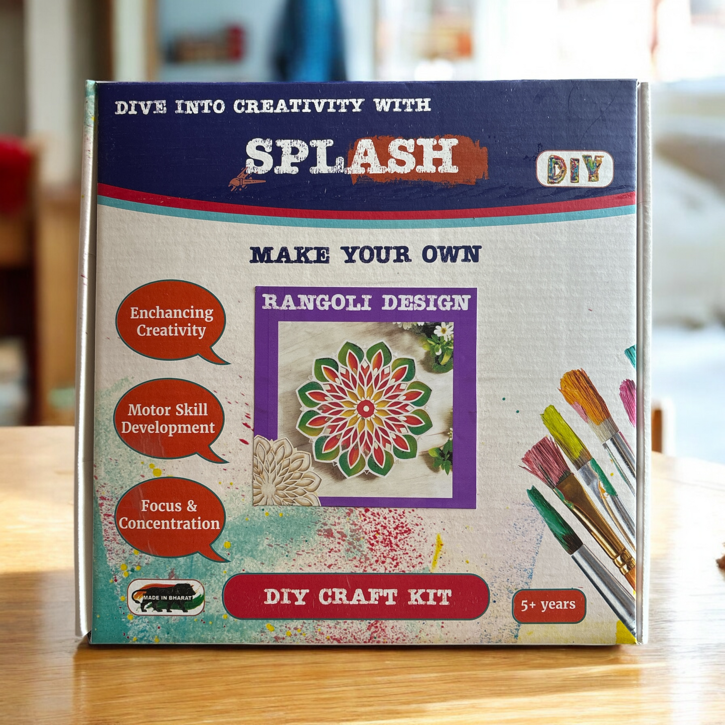 Leaf and Flower Double Layerd  Rangoli Design - 9inch DIY Kit I SPLASH DIY Kit