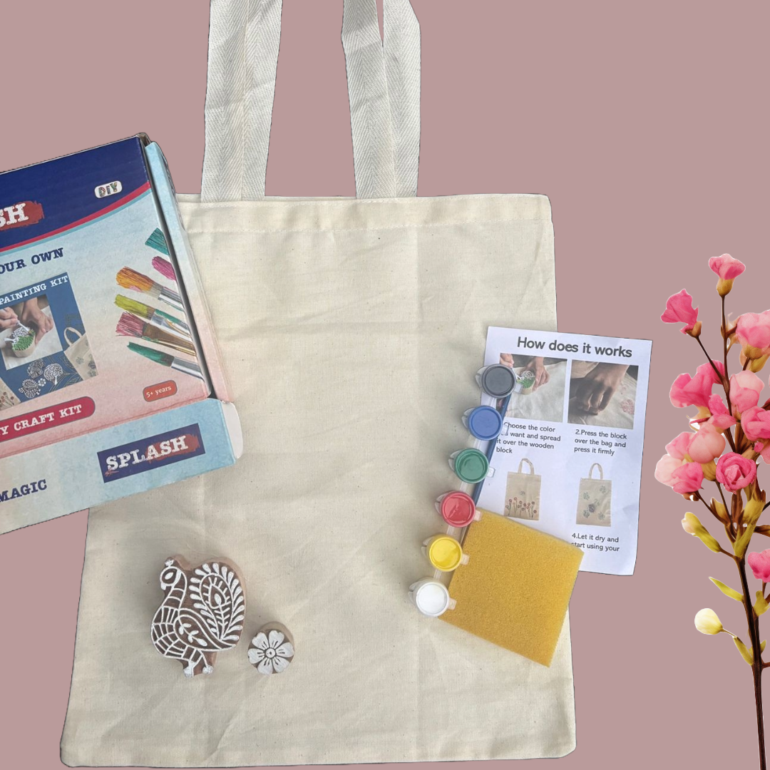 Peacock & Flower Block Painting DIY Kit | SPLASH DIY Kit