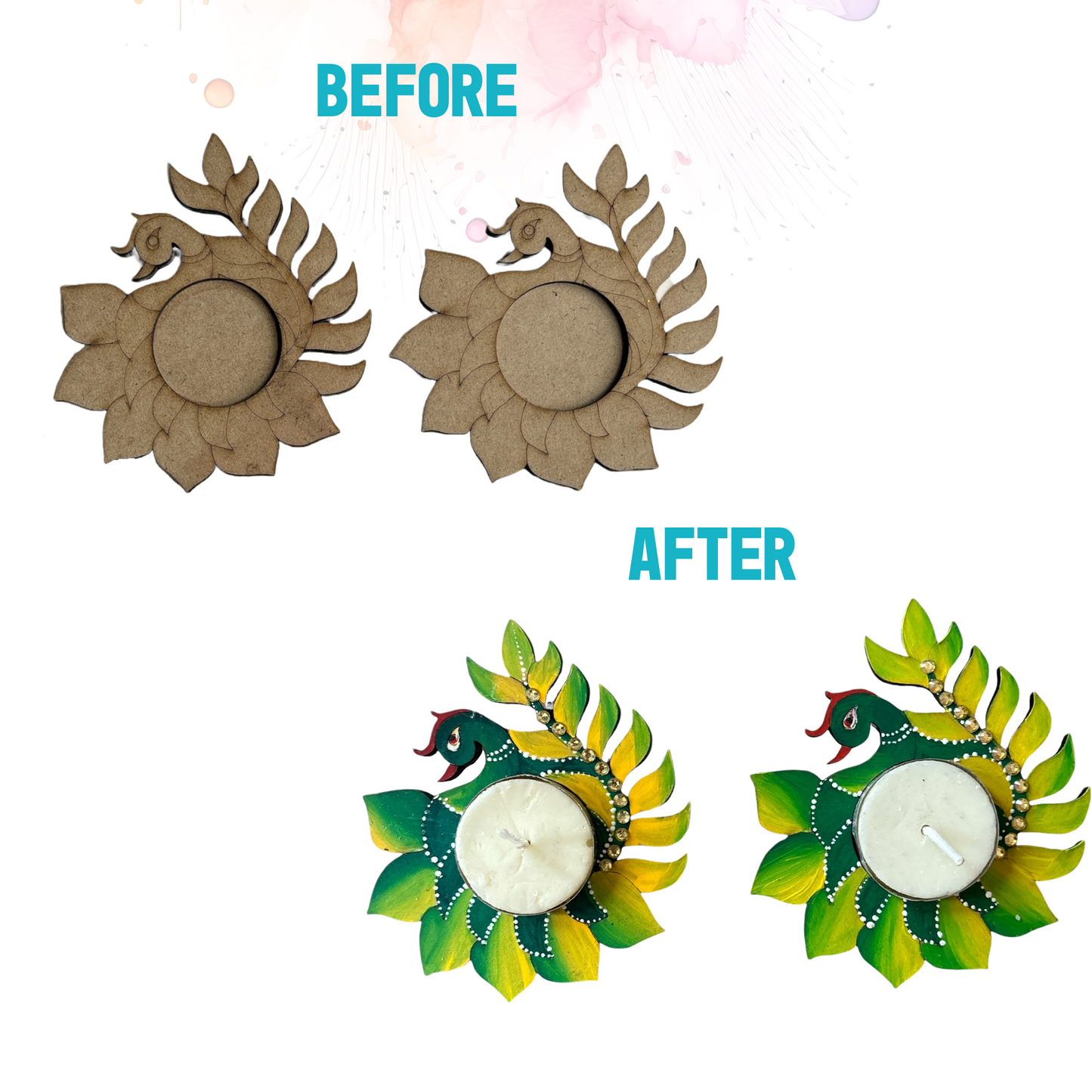 Peacock Tea Light Candle Holder DIY Kit | SPLASH DIY Kit
