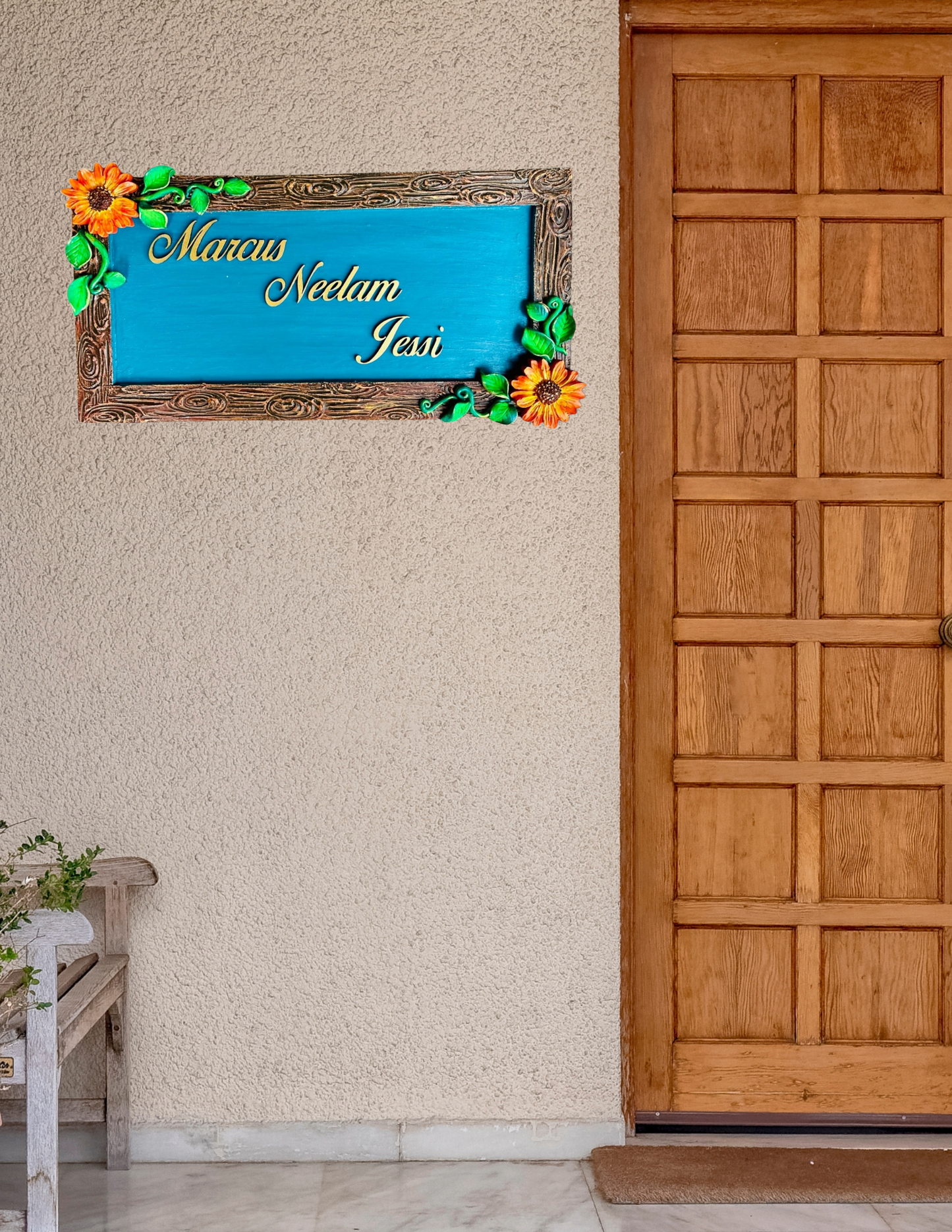 Blossom on Wood Nameplate