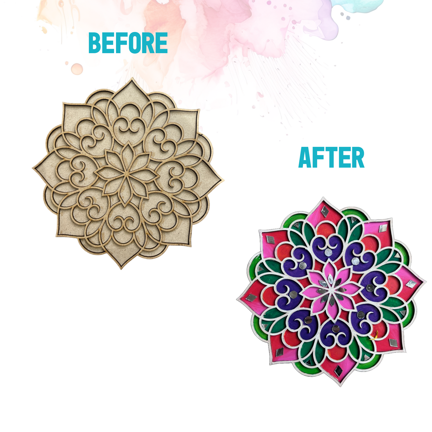 Festive Blossom  Double Layerd  Rangoli Design DIY kit - 9inch I SPLASH DIY Kit