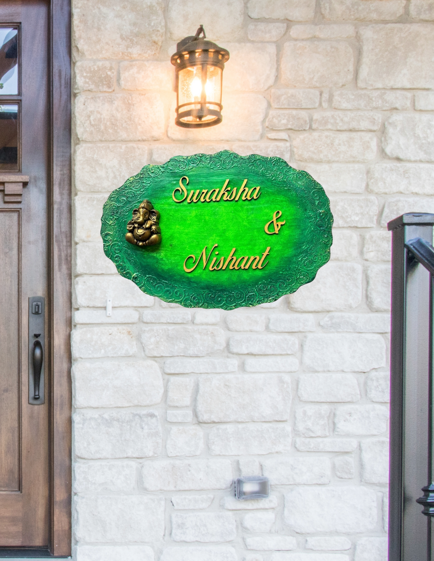 Green Ganesha Nameplate