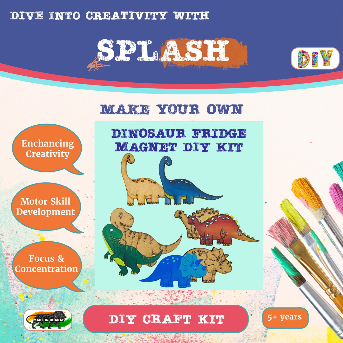 Dinosaur Fridge Magnet DIY Kit I SPLASH DIY Kit