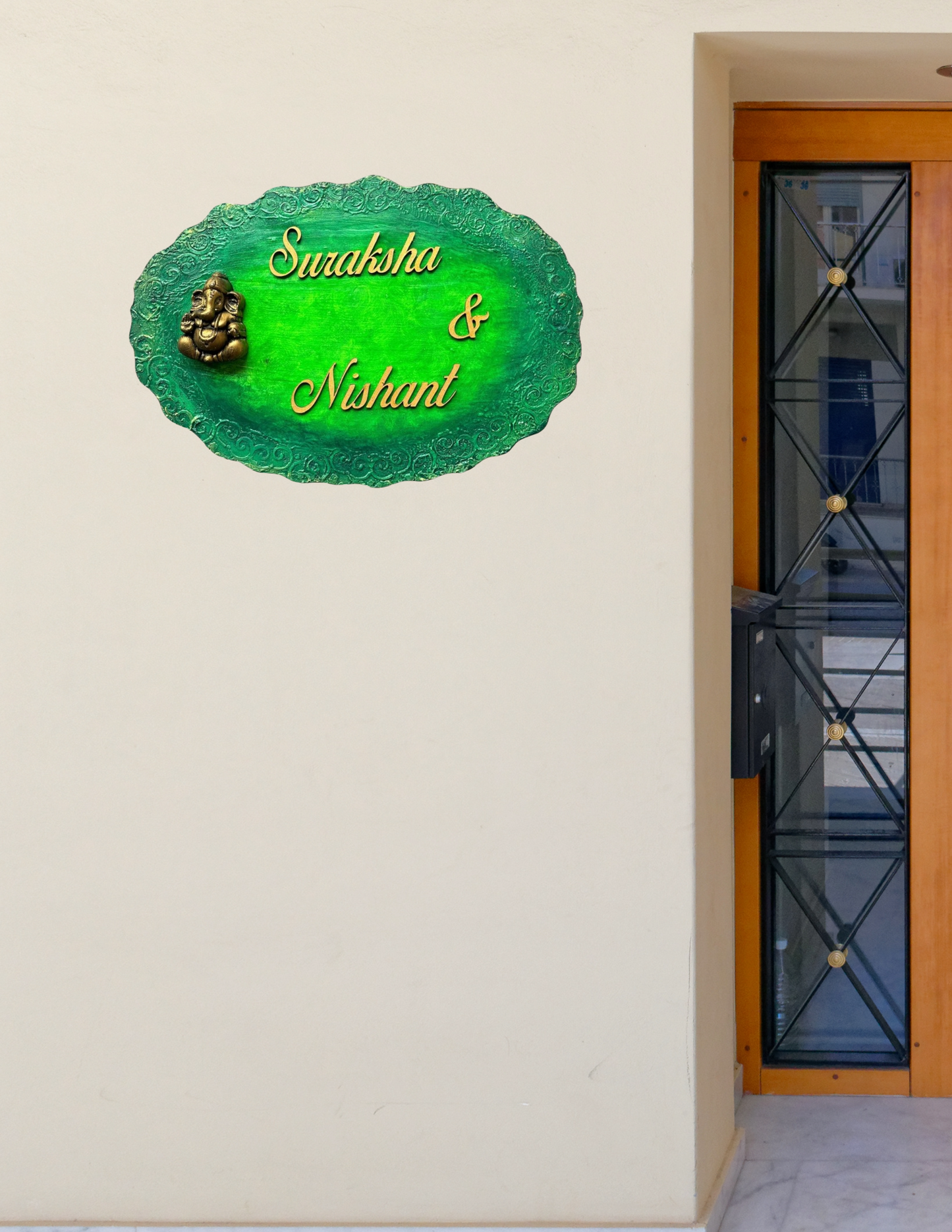 Green Ganesha Nameplate
