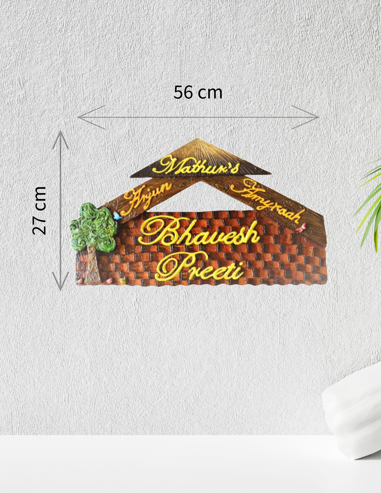 Wooden Hut Family Nameplate