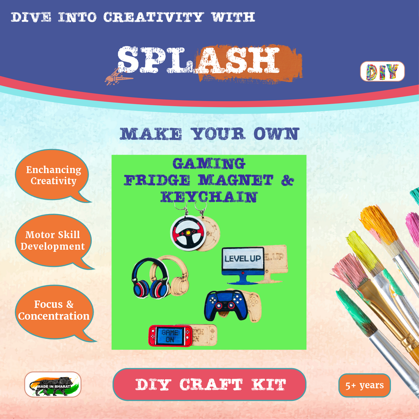 Gaming Fridge Magnet and Keychain DIY Kit I SPLASH DIY Kit