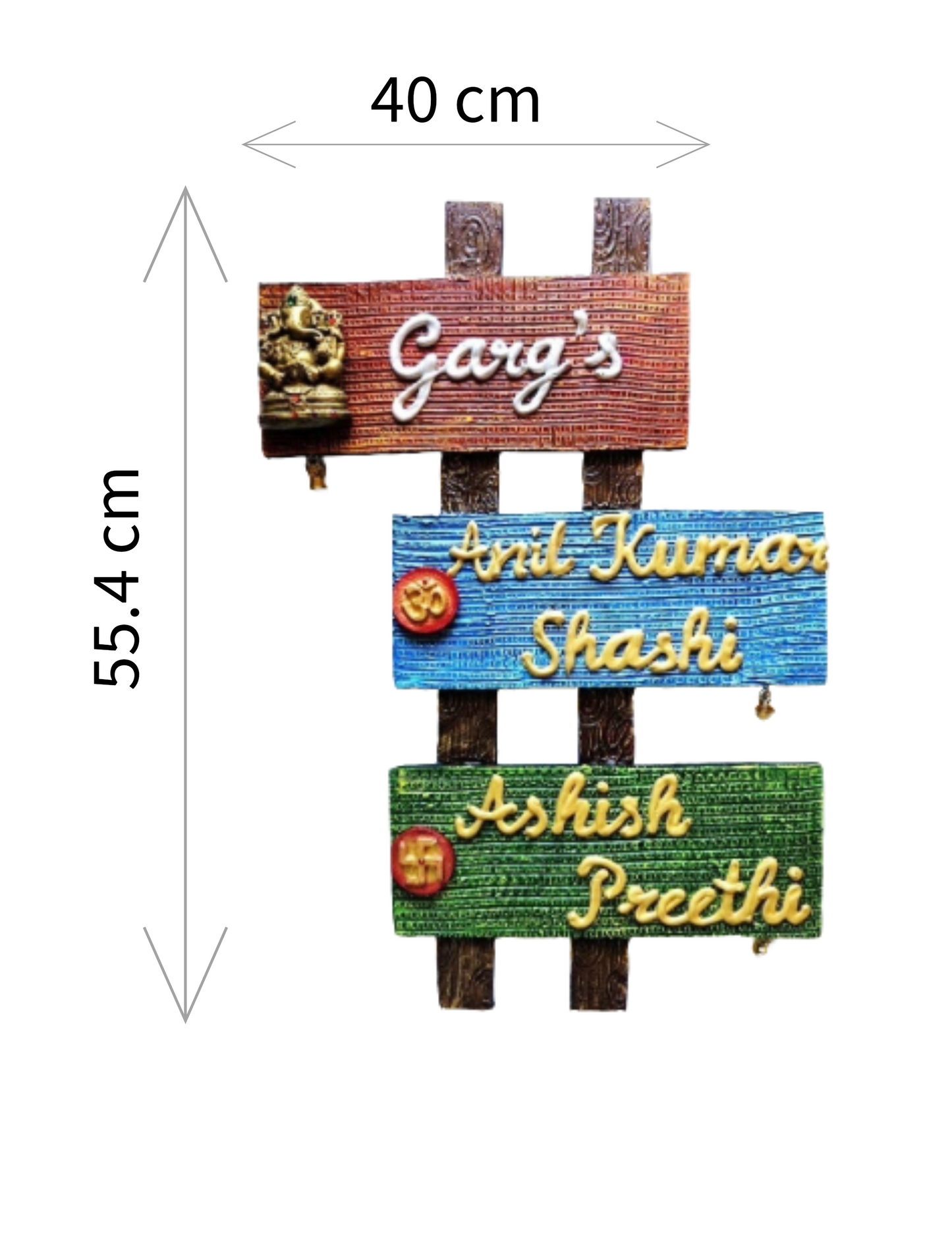 Wooden Ganesha Ohm Swastik Nameplate