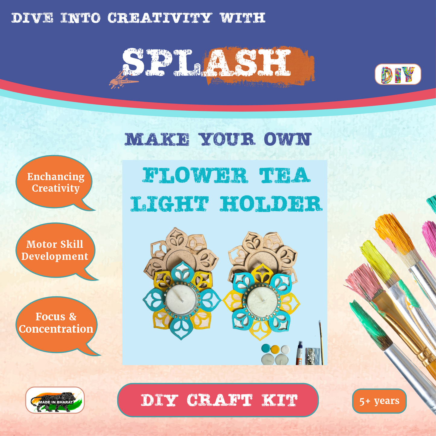 Flower Tea Light Candle Holder DIY Kit | SPLASH DIY Kit