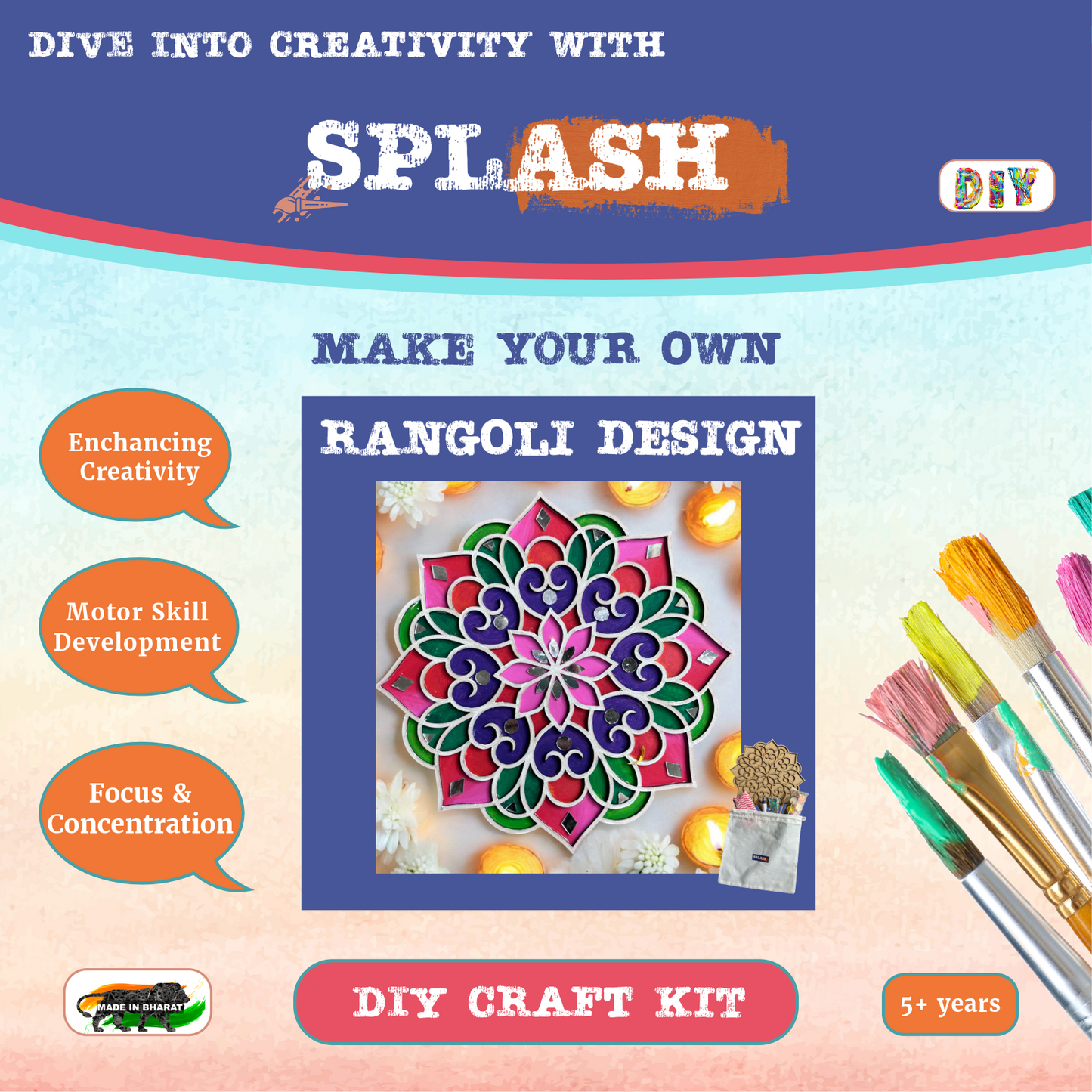 Festive Blossom  Double Layerd  Rangoli Design DIY kit - 9inch I SPLASH DIY Kit