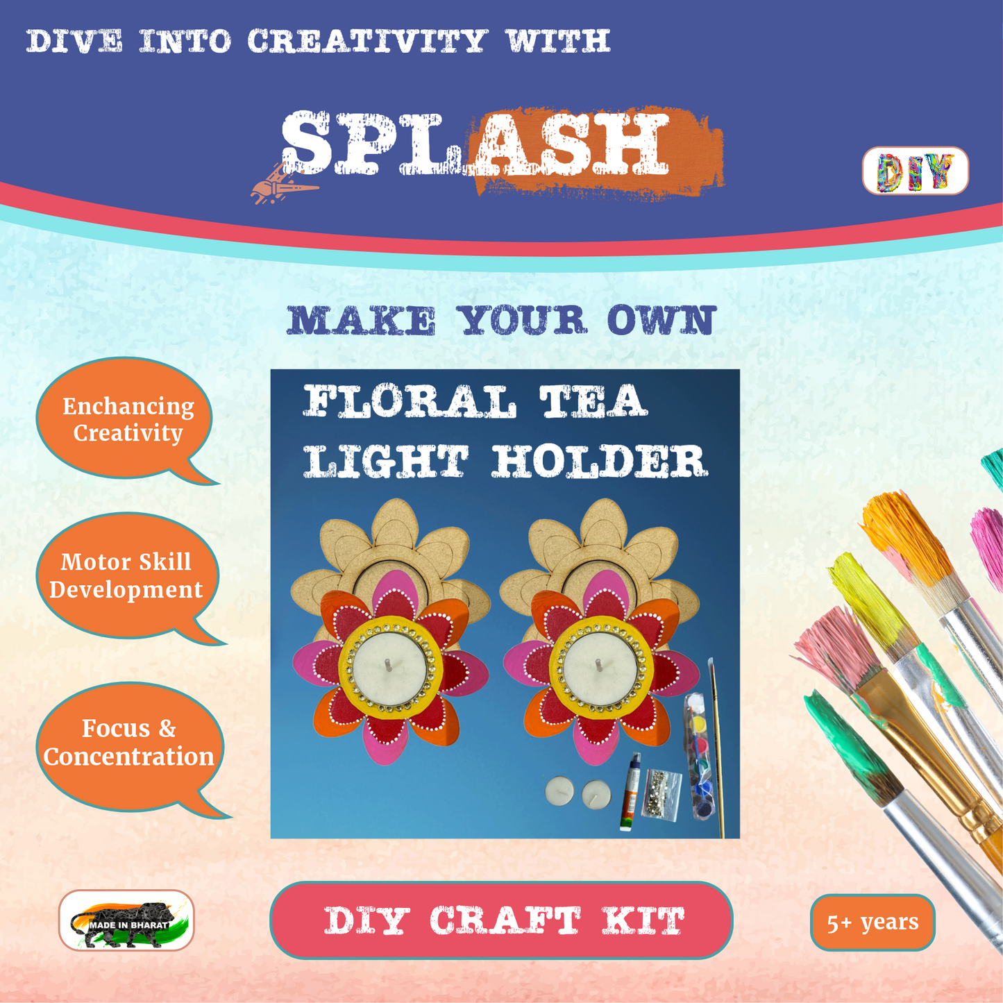 Floral Tea Light Candle Holder DIY Kit | SPLASH DIY Kit