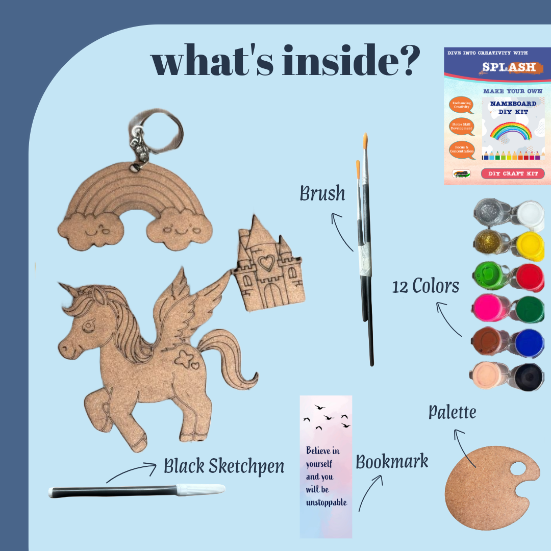 Unicorn Rainbow Keychain, Unicorn + Castle Fridge Magnet DIY Kit