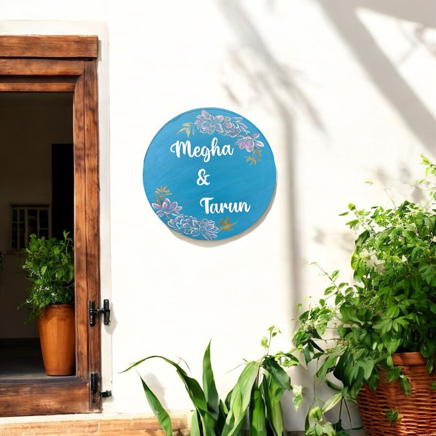 Floral Blue Nameplate