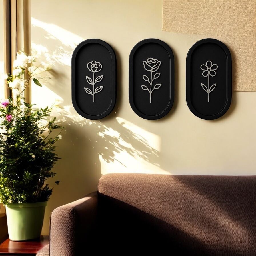 Floral Frames -Set of 3 Wall Hanging