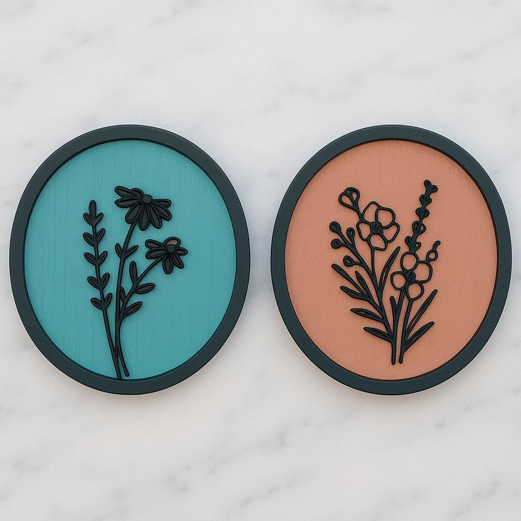 Forals in Circle -Set of 2