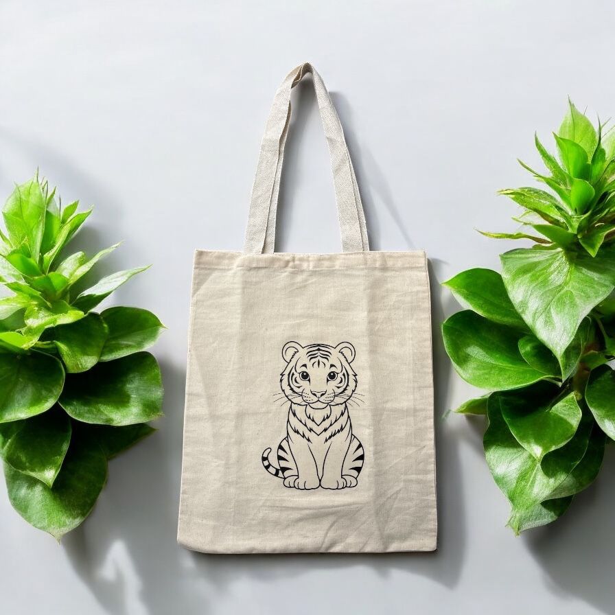 Animal-Themed Tote Bag Painting DIY Kit – Tiger Design