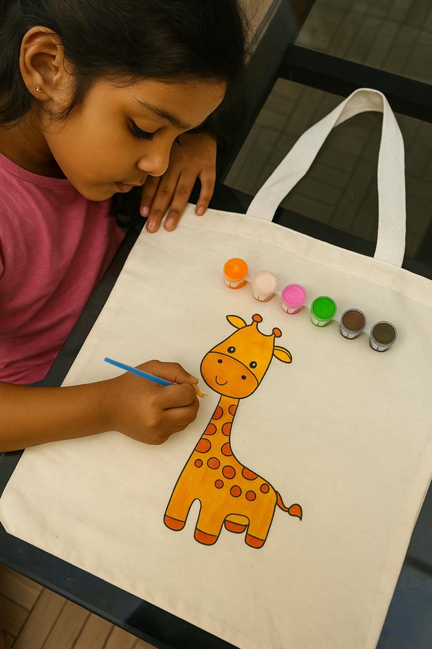 Animal-Themed Tote Bag Painting DIY Kit – Giraffe Design