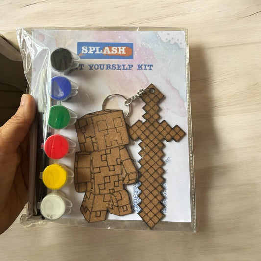 Mindcraft Sword Keychain and Criper Fridge Magnet DIY Kit