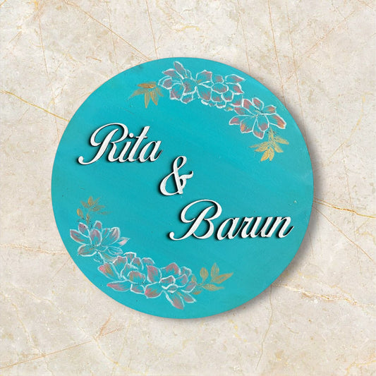 Floral Blue Nameplate